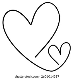 Cute love line vector art,heart and love sign in continuous one line drawing