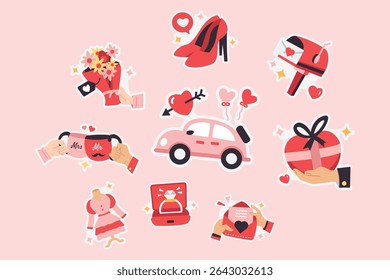 Cute Love Message and Gift Sticker Set