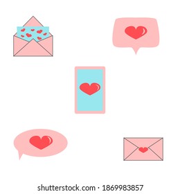 Cute love message with heart. 14 february, Valentine's Day, Love, wedding concept. Flat vector illustration.