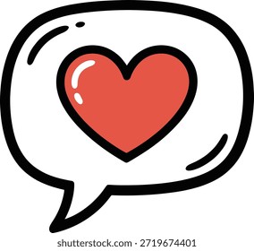 Bolha de fala de mensagem de amor bonito com coração brilhante, bate-papo Romance Ícone Design