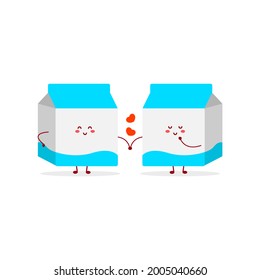 Cute love milk box simple character mascot logo