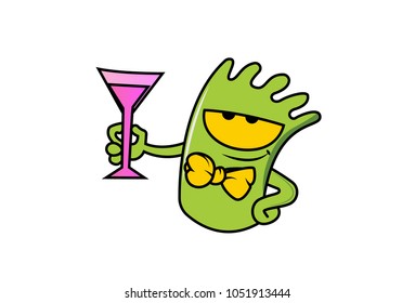 Cute Love Monster Character. Vector Illustration. Isolated on white background.