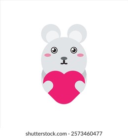 Cute love mouse flat icon vector design illustration. Valentines day theme pattern vector design. 