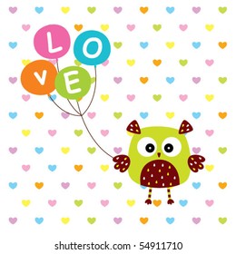cute love owl doodle
