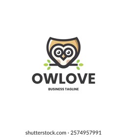 cute love owl logo vector