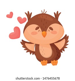 Cute love owl. Vector illustration on white background.