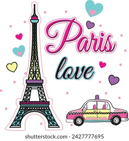 cute love paris graphic tees for girl