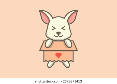 cute love rabbit vector template logo design