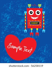 cute love robot greeting