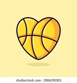 cute love shaped basketball logo design. illustration i love basketball