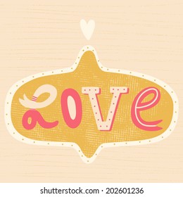 Cute LOVE sign for your design. Romantic background