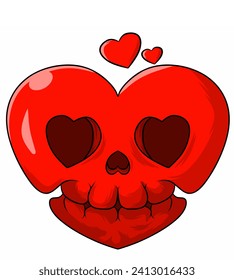 Cute love skull for Valentine's day vector image