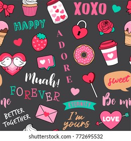 Cute love symbol elements seamless pattern for valentine’s day