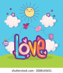 texto de amor lindo en caricatura de hierba