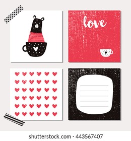 Cute love themed cards collection with bear