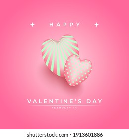 Cute love valentine's day greeting card concept. Vector illustration. Pink hearts balloon with line pattern. Hearts vector