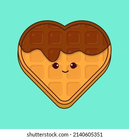 Cute Love Waffle Cartoon Illustration