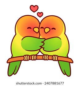 Amarrón de pájaro lindo abrazando. Aves divertidas de caricatura enamoradas. Ilustración vectorial de tarjeta de saludo de San Valentín.