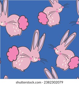 Cute and lovely adorable elephant Leon rabbit bunny apple rainbow sun colorful retro pattern design for kids market as vectors

