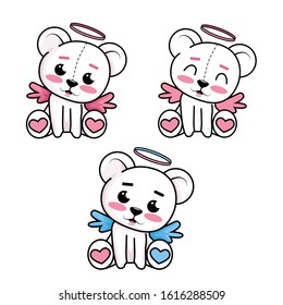 Cute lovely bear with wings
