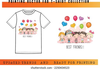 Cute, lovely best friend vector for T-shirt printing