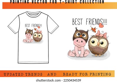 Cute, lovely best friend vector for T-shirt printing