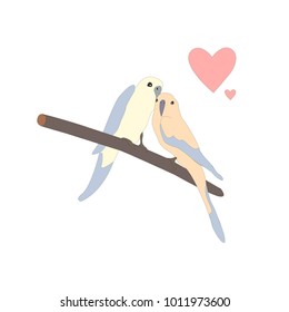 Cute lovely birds sitting on a branch. Delicate hand drawn design. Scandinavian Style. Vector Illustration