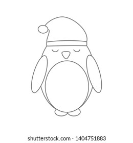 cute lovely black and white cartoon penguin vector illustration for coloring art