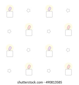 cute lovely cartoon candle seamless vector pattern background illustration