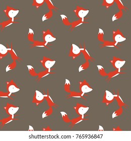cute lovely cartoon fox. vector pattern illustration