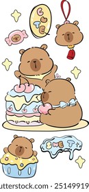 Cute, lovely cartoon images, labubu, capybara, melody