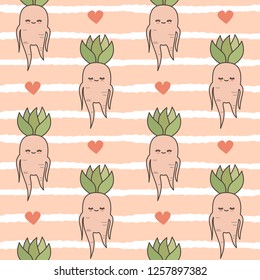 cute lovely cartoon mandrake roots illustration seamless vector pattern background