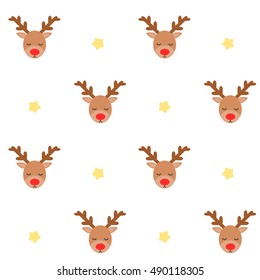 cute lovely cartoon reindeer seamless vector pattern background illustration