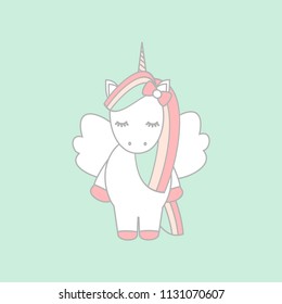 cute lovely cartoon unicorn vector illustration