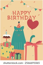 It's a cute and lovely cat birthday card.
They celebrate my birthday together.