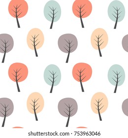 cute lovely colorful seamless vector pattern background illustration with abstract trees