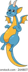 Cute lovely dragon character vector illustration