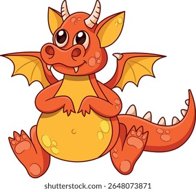 Cute lovely dragon sitting vector illustration