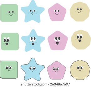 Cute and lovely friends' faces of 4 shapes
