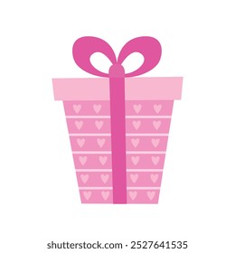 Cute lovely gift box with bow vector flat clipart