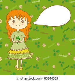 cute lovely girl  with clover