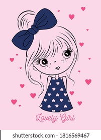 Cute Lovely Girl, Graphic Tees Vector Designs And Other Uses