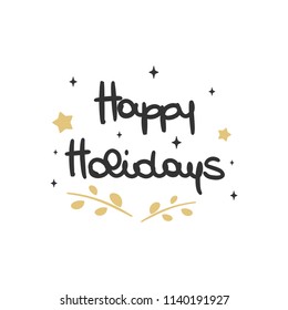 cute lovely hand drawn lettering happy holidays vector greeting card