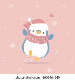 cute and lovely hand drawn penguin holding heart balloon, happy valentine's day, love concept, flat vector illustration cartoon character costume design