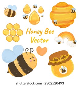 Cute lovely honey bee vector