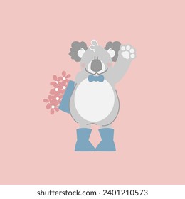 cute and lovely koala bear holding flower, happy valentine's day, birthday, love concept, flat vector illustration cartoon character design isolated