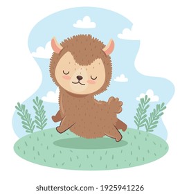 cute lovely , lamb in the camp vector illustration design