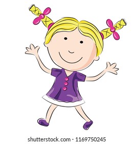 cute lovely little girl kid playing yellow hair
