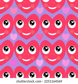 CUTE LOVELY LOVE HEARTS FOR LOVE SEAMLESS CARTOON VECTOR PATTERN