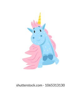 Cute lovely magic unicorn character cartoon vector Illustration on a white background